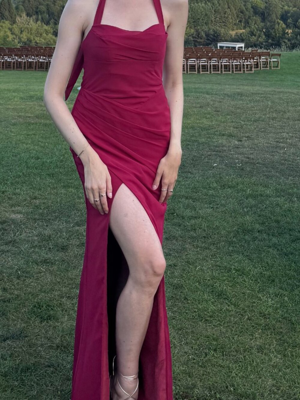Custom Size Burgundy Chiffon Azazie Bridesmaid Dress (can be altered as needed)
